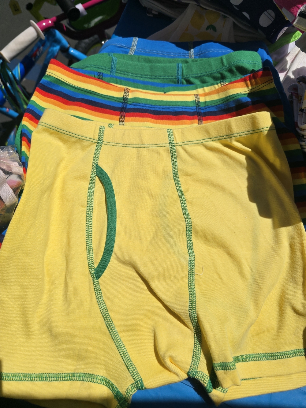 Hanna Andersson Yellow Boxer Briefs with Rainbow-Striped Waistband